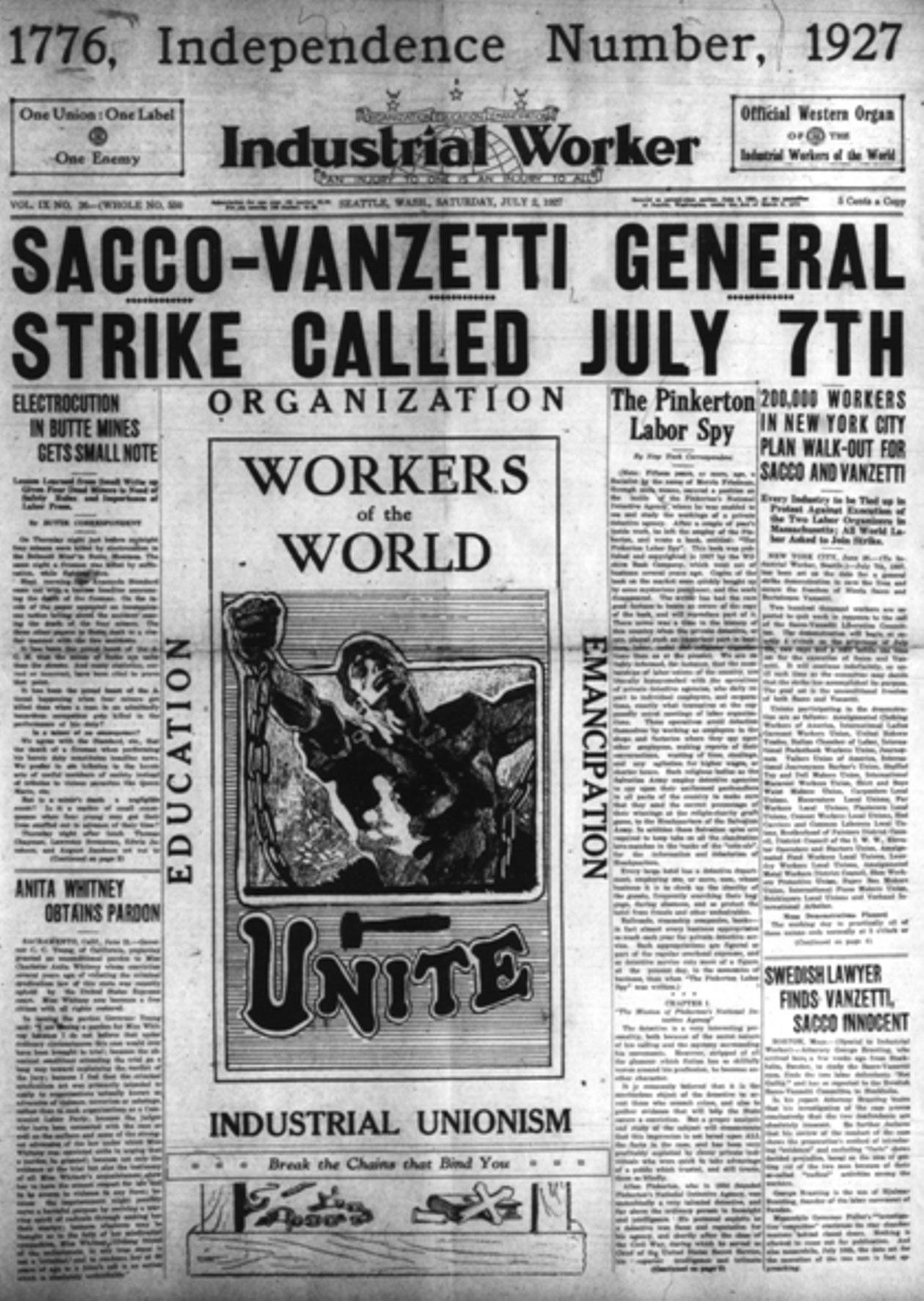 Industrial Worker (newspaper) Spokane, Seattle: 1909-1931