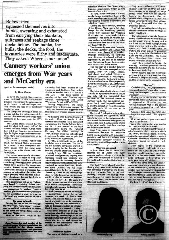 Cannery workers' union emerges from war years and McCarthy era