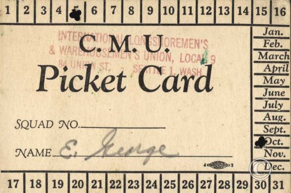  George's Picket card from the CMU sponsored 1946 strike 