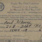  George's CIO National War Relief card 