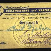 Nelson's Union Steward card