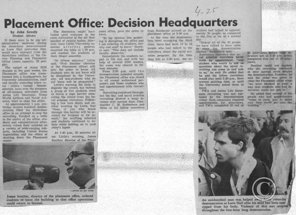 Placement Office Decision Headquarters, 4/25/1969