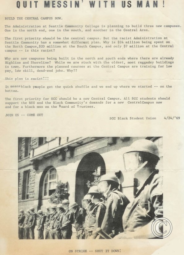 SCC 4-24-69, BSU leaflet: Build the Central Campus now