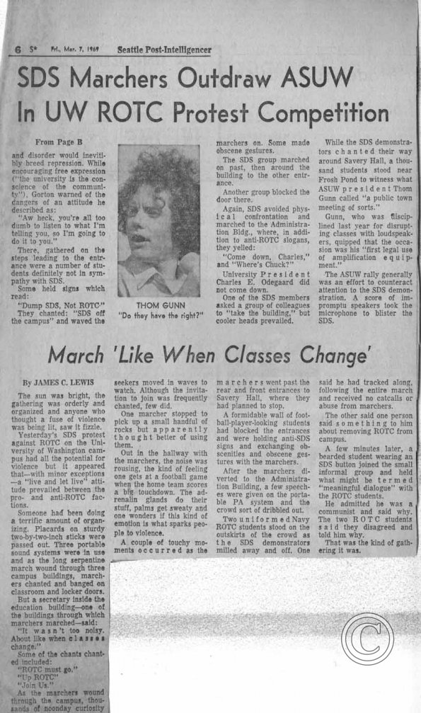SDS Marchers Outdraw ASUW In UW ROTC Protest Competition, SPI, 3/7/1969 pt. 2