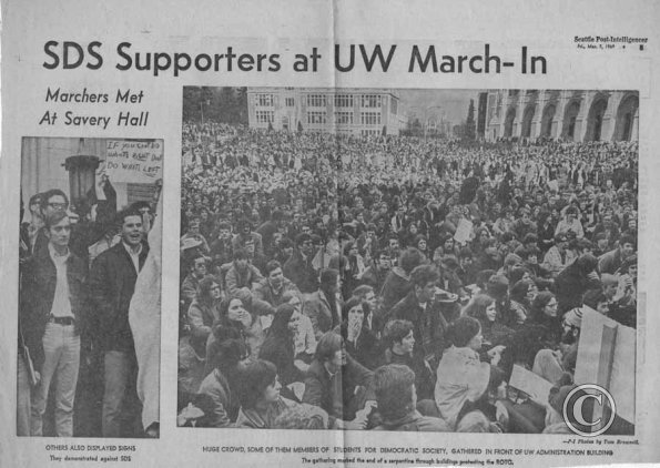 SDS Supporters at UW, ROTC Protest, 3-7-69