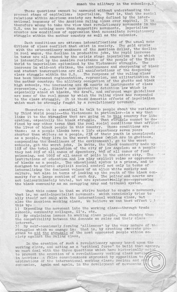 Smash The Military In the Schools Packet, pt. 2 (Columbia University SDS)