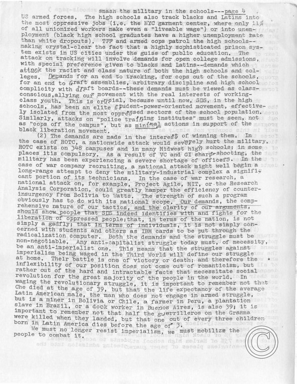 Smash The Military In the Schools Packet, pt. 4 (Columbia University SDS)
