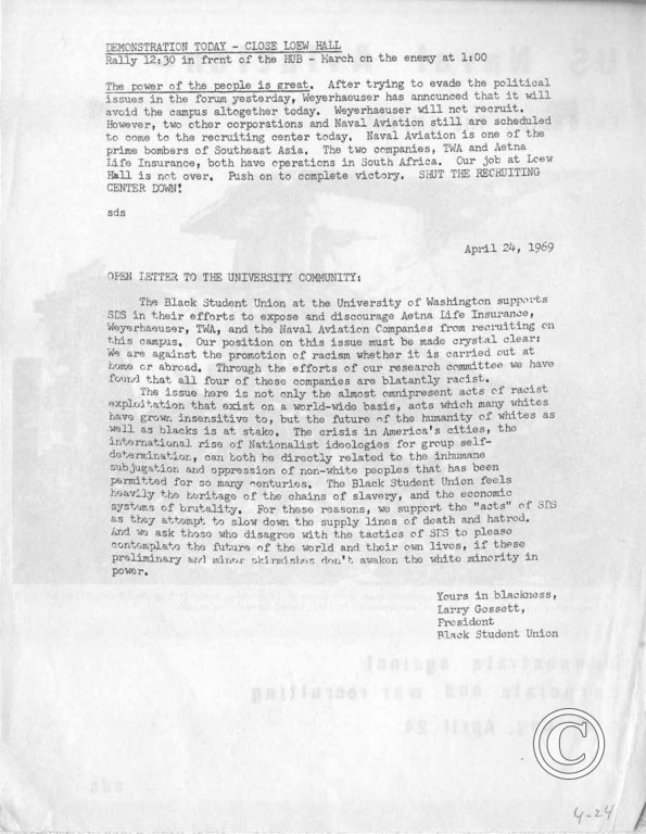 US Naval Aviation: Enforcing the Empire Demonstration Flyer, SDS, 4/18/1969 pt. 3