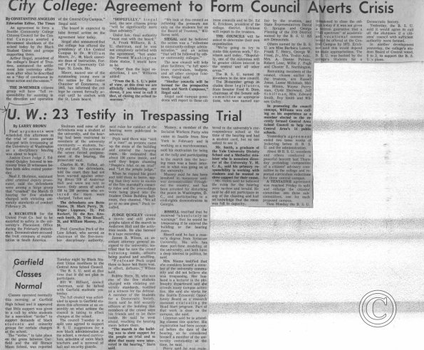 UW: 23 Testify in Trespassing Trial, Seattle Times, 5/15/1969