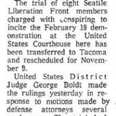 Judge Moves SLF Trial to Tacoma, Seattle Times, 7/10/1970