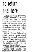 Judge refuses to return trial here, Seattle Times 10/20/1970