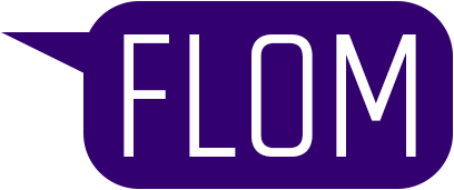 Speech bubble with acronym FLOM inside