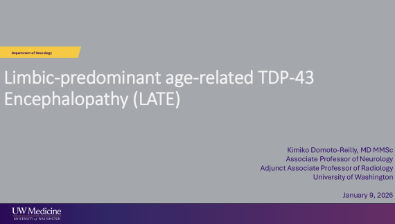 Grey slide that reads Limbic predominant age-related TDP43 encephalopathy