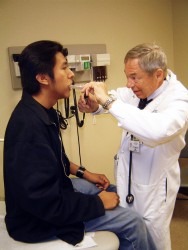 Dr. Richard Bunch with a patient.