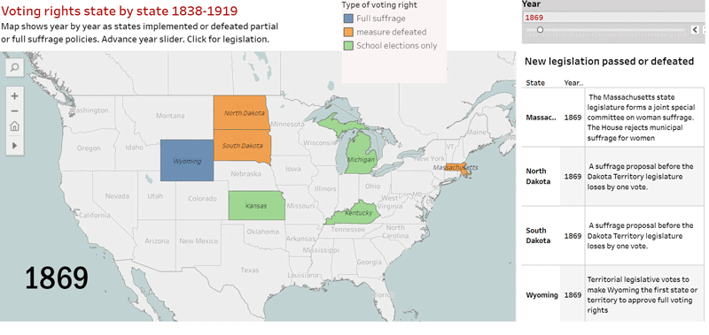 Woman Suffrage Timeline and Map 1838-1919 - Mapping American Social  Movements
