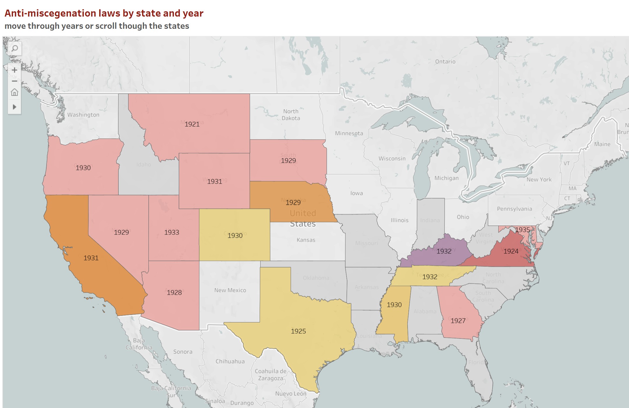 screenshot of Jim Crow law map