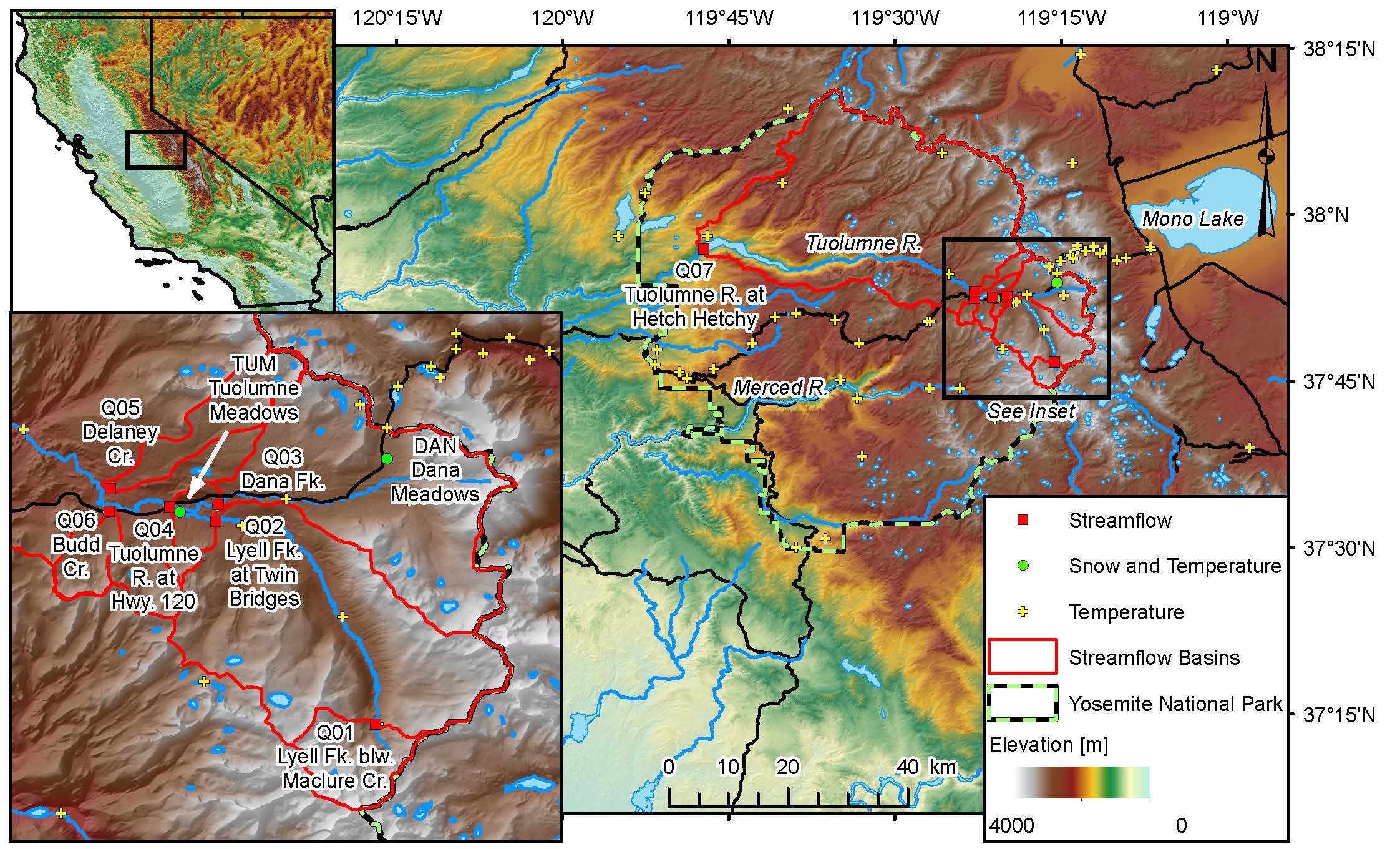 Map of Tuolumne Sites