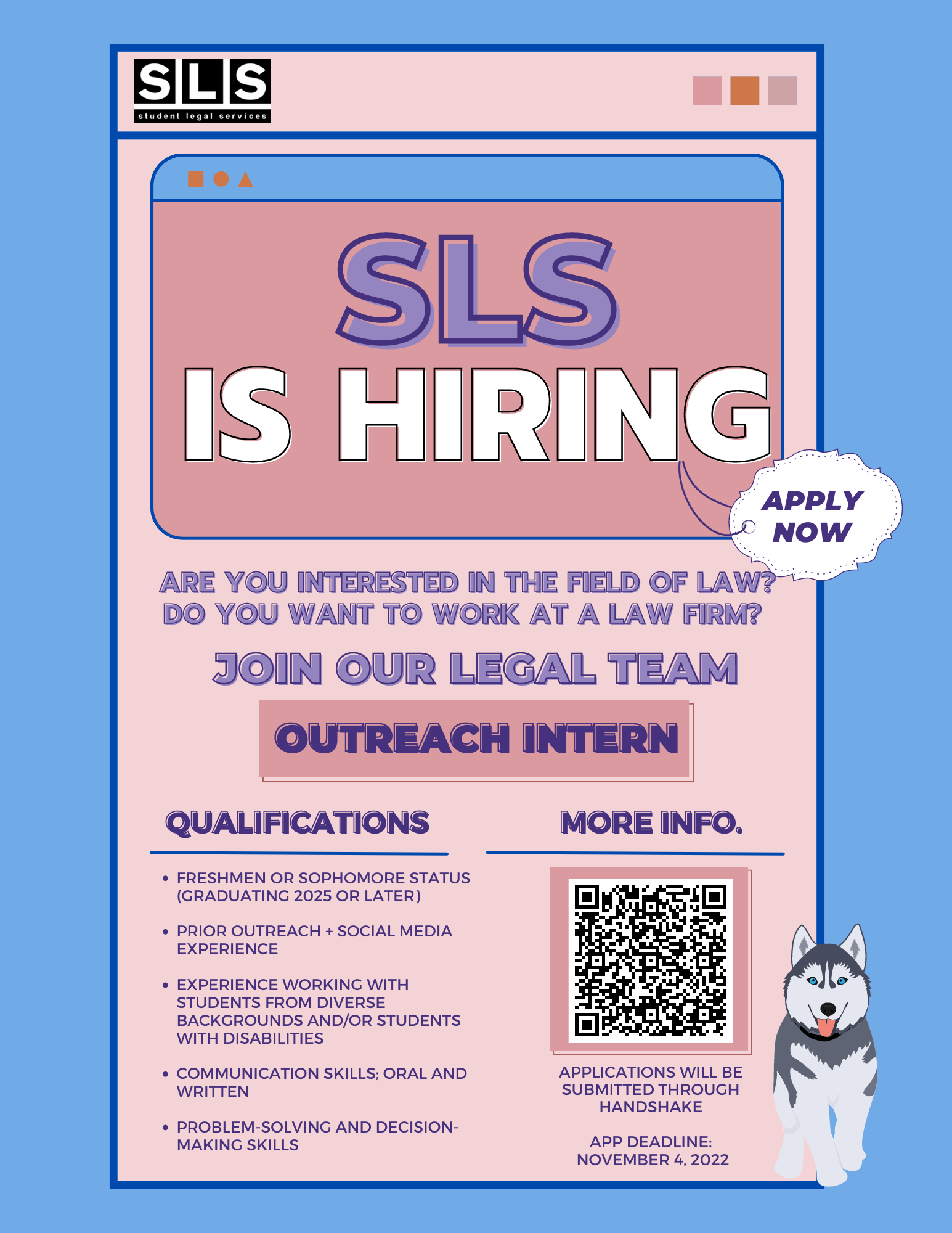 Student Legal Services (SLS): Outreach Intern Job Posting OMA D