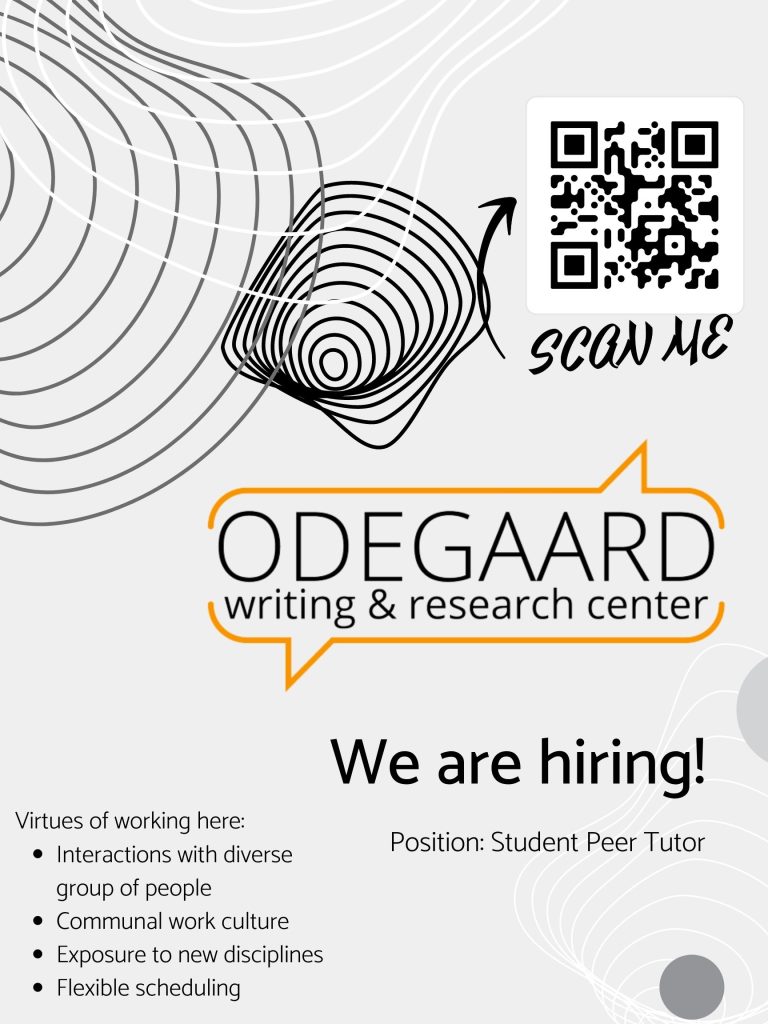 Odegaard Writing and Research Center is Hiring for student peer tutors