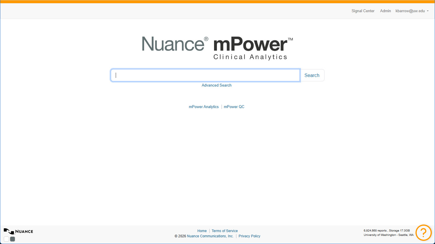 screenshot of mPower search page