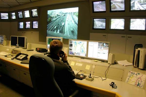 Staff monitoring traffic at the Washington State Traffic Management Center in Seattle