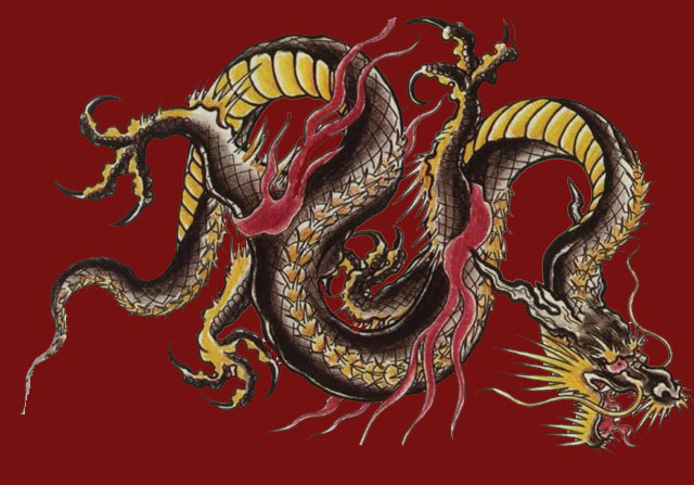 evil chinese dragon head art