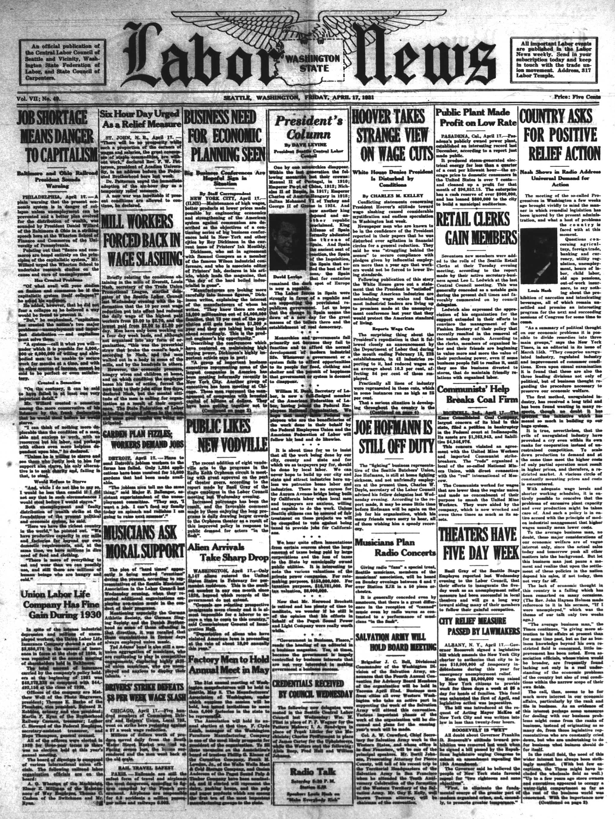 Labor Events Yearbook: 1931 - Great Depression Project
