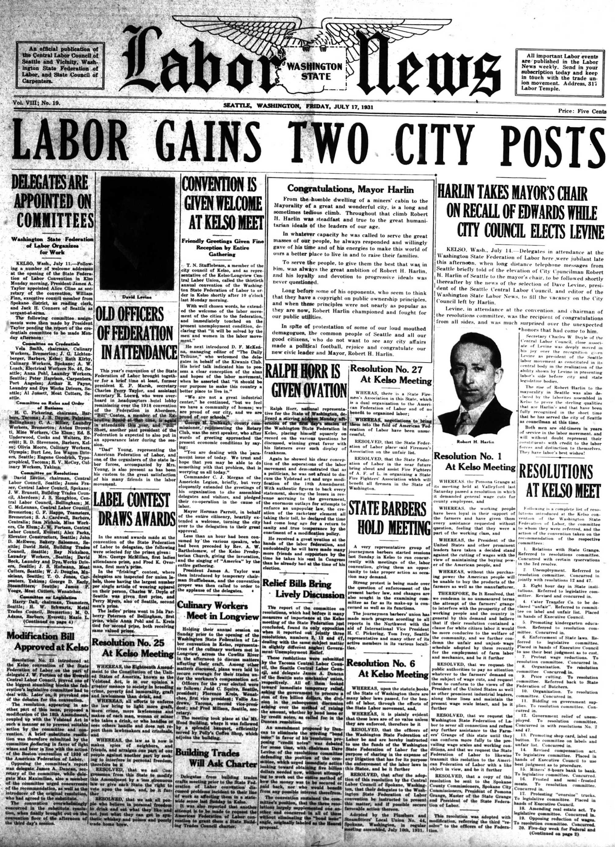 Labor Events Yearbook: 1931 - Great Depression Project