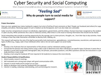 Cyber Security and Social Computing: Feeling Sad