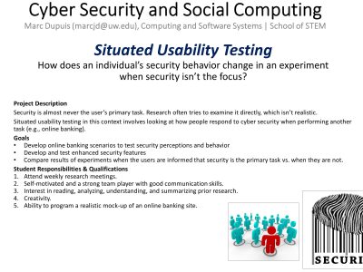 Cyber Security and Social Computing: Situated Usability Testing