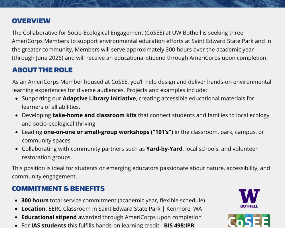 AMERICORPS ENVIRONMENTAL EDUCATION POSITION
