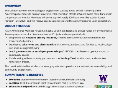 AMERICORPS ENVIRONMENTAL EDUCATION POSITION