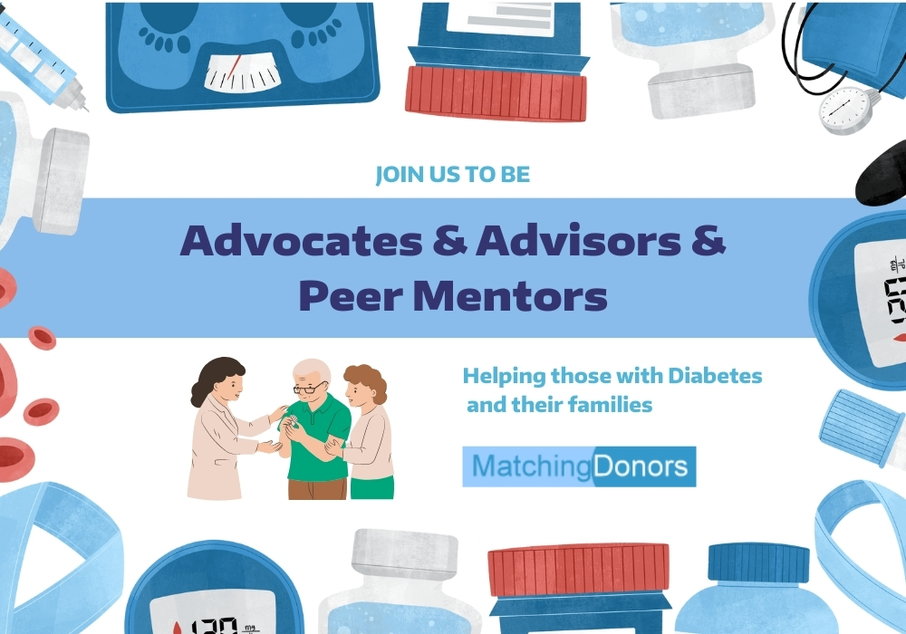 Volunteer Diabetes Advocates, Advisors, Peer Mentors Wanted for MatchingDonors.com