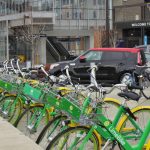 Lime bikes parked by UW Stadium