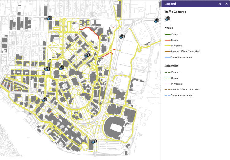 Map and live feeds of UW Snow Removal Progress