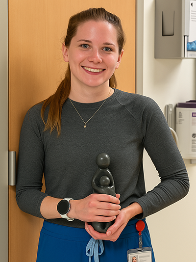 Makenzie White holding her award