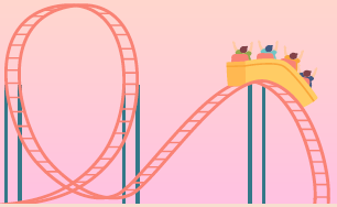 Illustration of a roller coaster representing large fluctuations in blood sugar levels.