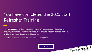 staff refresher training closing slide with employee signature example