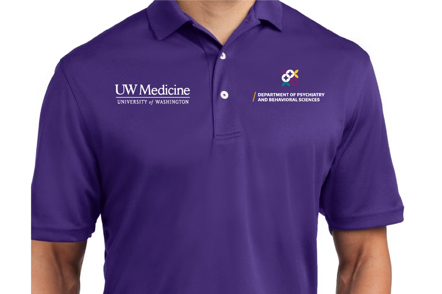 Branded polo shirt, with remote treatment and a graphic.