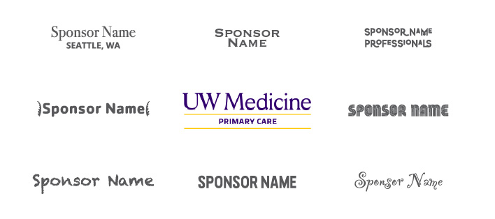 Illustration of the entity logo in a field of mocked-up sponsor's logos