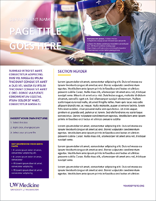 Image of Microsoft Word template for a print newsletter, option 2